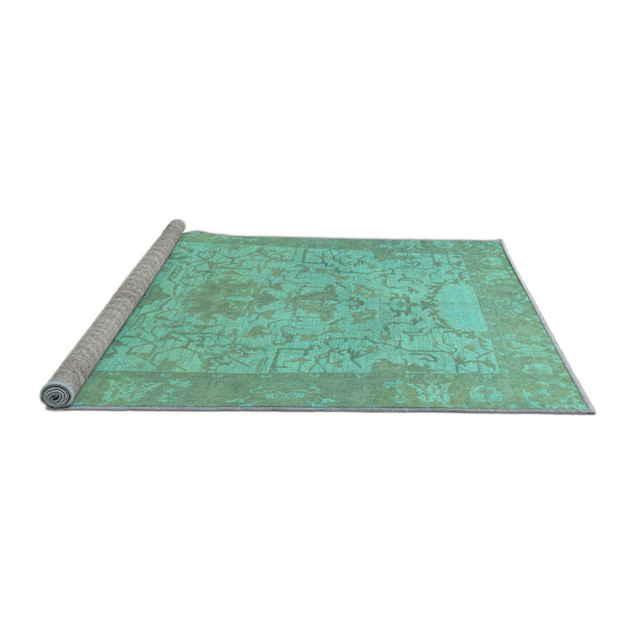Sideview of Machine Washable Oriental Light Blue Traditional Rug, wshabs1734lblu