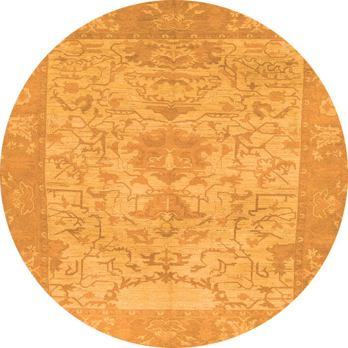 Round Oriental Orange Traditional Rug, abs1734org