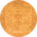 Round Oriental Orange Traditional Rug, abs1734org