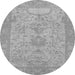 Round Machine Washable Oriental Gray Traditional Rug, wshabs1734gry