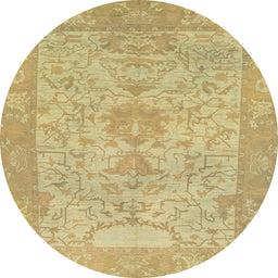 Round Abstract Orange Gold Oriental Rug, abs1734