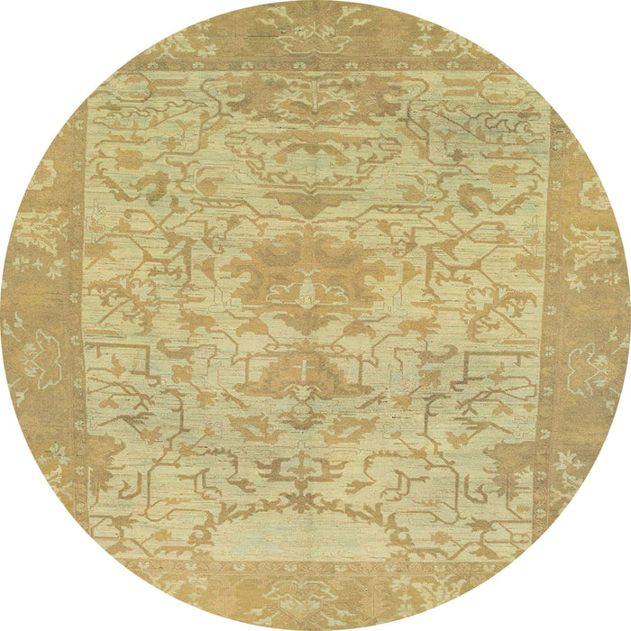 Round Abstract Orange Gold Oriental Rug, abs1734