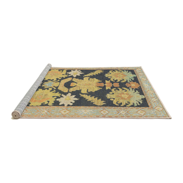 Sideview of Machine Washable Abstract Brown Rug, wshabs1735