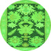 Round Machine Washable Abstract Green Modern Area Rugs, wshabs1735grn