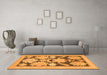 Machine Washable Abstract Orange Modern Area Rugs in a Living Room, wshabs1735org