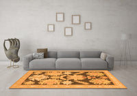 Machine Washable Abstract Orange Modern Rug, wshabs1735org