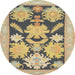 Round Abstract Brown Modern Rug, abs1735