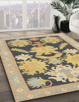 Abstract Brown Modern Rug in Family Room, abs1735