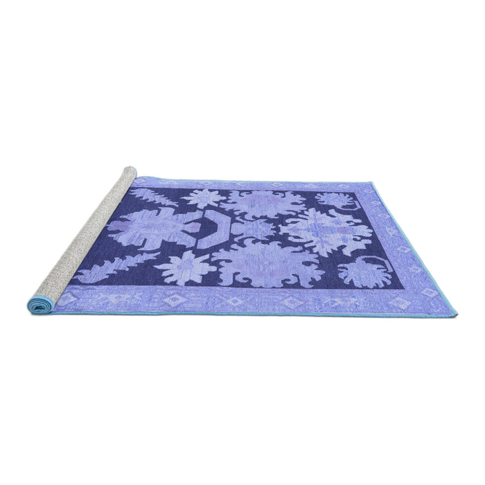 Sideview of Machine Washable Abstract Blue Modern Rug, wshabs1735blu