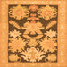 Square Machine Washable Abstract Orange Modern Area Rugs, wshabs1735org