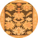 Round Abstract Orange Modern Rug, abs1735org