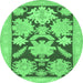 Round Machine Washable Abstract Emerald Green Modern Area Rugs, wshabs1735emgrn