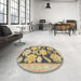 Round Abstract Brown Modern Rug in a Office, abs1735