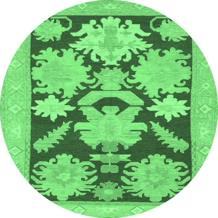 Round Abstract Emerald Green Modern Rug, abs1735emgrn