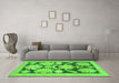 Machine Washable Abstract Green Modern Area Rugs in a Living Room,, wshabs1735grn