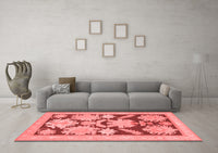 Machine Washable Abstract Red Modern Rug, wshabs1735red