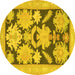 Round Abstract Yellow Modern Rug, abs1735yw