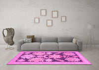 Machine Washable Abstract Pink Modern Rug, wshabs1735pnk