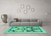 Machine Washable Abstract Turquoise Modern Area Rugs in a Living Room,, wshabs1735turq