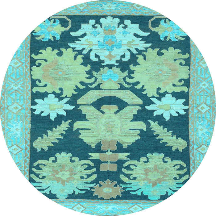 Round Machine Washable Abstract Light Blue Modern Rug, wshabs1735lblu