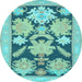 Round Machine Washable Abstract Light Blue Modern Rug, wshabs1735lblu