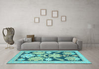 Machine Washable Abstract Light Blue Modern Rug, wshabs1735lblu