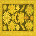 Square Machine Washable Abstract Yellow Modern Rug, wshabs1735yw