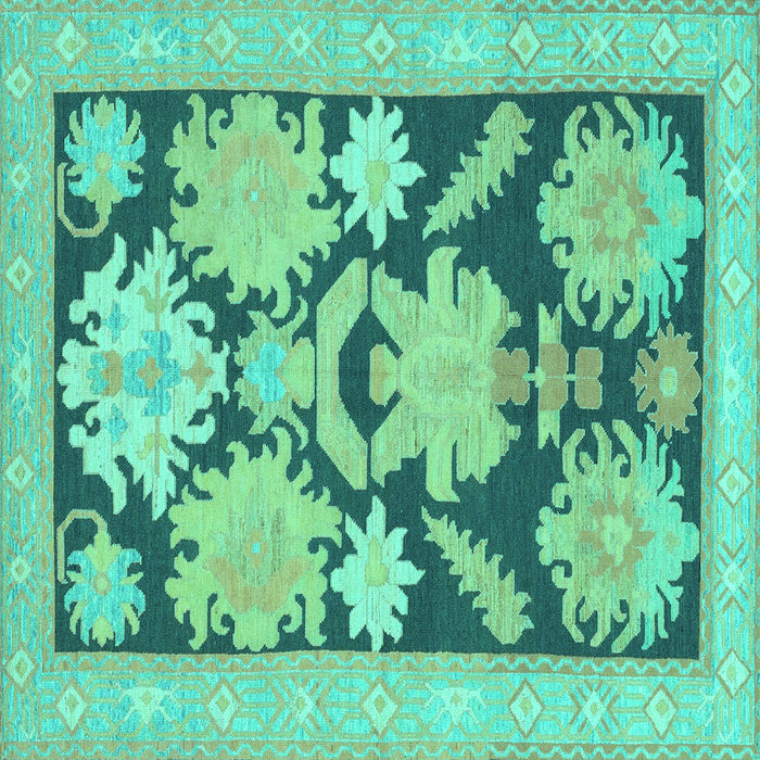 Square Abstract Turquoise Modern Rug, abs1735turq