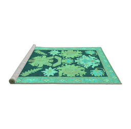 Sideview of Machine Washable Abstract Turquoise Modern Area Rugs, wshabs1735turq
