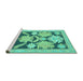 Sideview of Machine Washable Abstract Turquoise Modern Area Rugs, wshabs1735turq