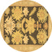 Round Abstract Brown Modern Rug, abs1735brn