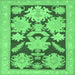 Square Machine Washable Abstract Emerald Green Modern Area Rugs, wshabs1735emgrn