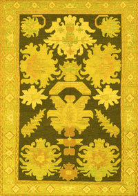 Abstract Yellow Modern Rug, abs1735yw