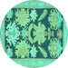 Round Abstract Turquoise Modern Rug, abs1735turq