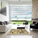 Square Abstract Brown Modern Rug in a Living Room, abs1735