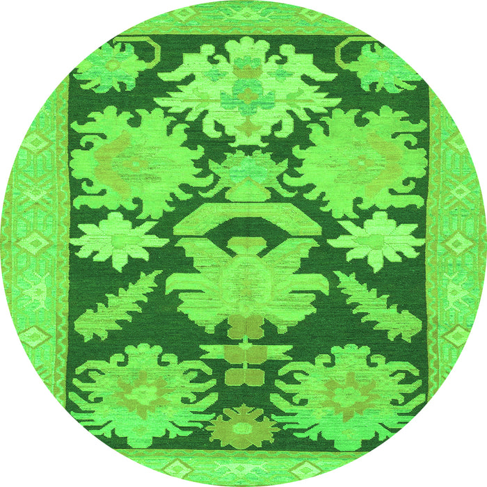 Round Abstract Green Modern Rug, abs1735grn
