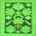 Square Machine Washable Abstract Green Modern Area Rugs, wshabs1735grn