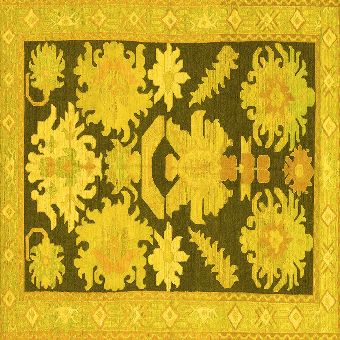 Square Abstract Yellow Modern Rug, abs1735yw