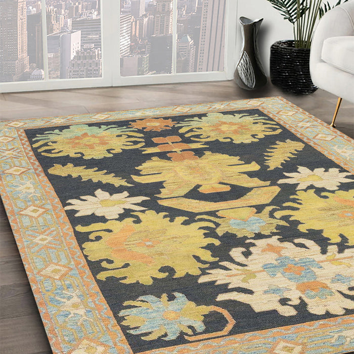 Machine Washable Abstract Brown Rug in a Family Room, wshabs1735