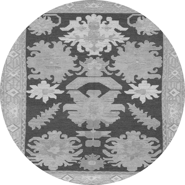 Round Machine Washable Abstract Gray Modern Rug, wshabs1735gry