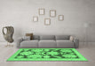 Machine Washable Abstract Emerald Green Modern Area Rugs in a Living Room,, wshabs1735emgrn