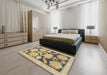 Machine Washable Abstract Brown Rug in a Bedroom, wshabs1735