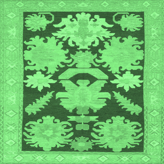Square Abstract Emerald Green Modern Rug, abs1735emgrn