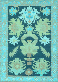 Abstract Light Blue Modern Rug, abs1735lblu