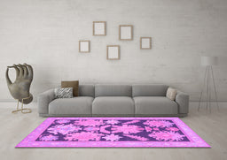 Machine Washable Abstract Purple Modern Area Rugs in a Living Room, wshabs1735pur
