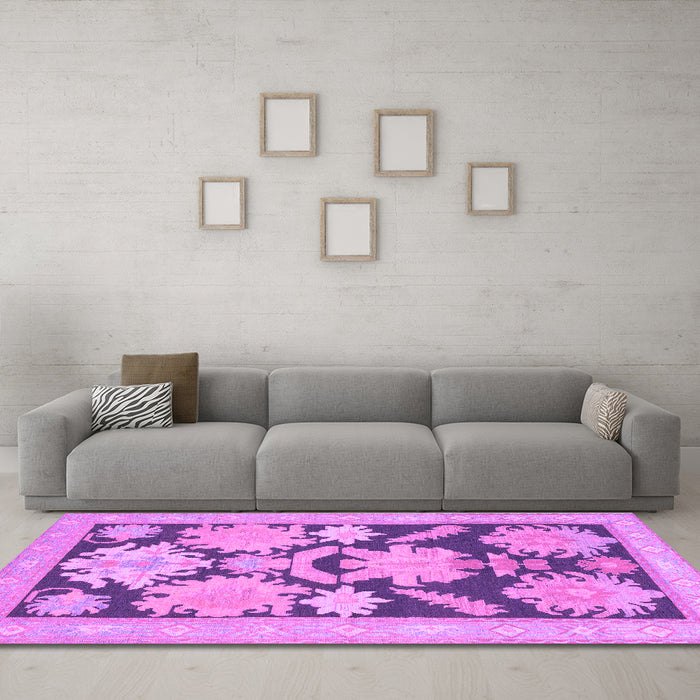 Machine Washable Abstract Purple Modern Area Rugs in a Living Room, wshabs1735pur