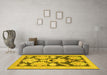 Machine Washable Abstract Yellow Modern Rug in a Living Room, wshabs1735yw