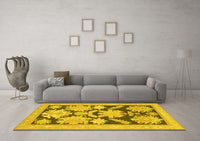 Machine Washable Abstract Yellow Modern Rug, wshabs1735yw