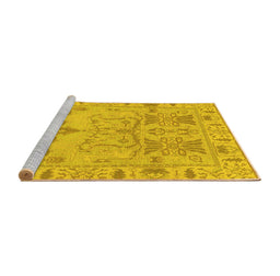 Sideview of Machine Washable Oriental Yellow Traditional Rug, wshabs1736yw
