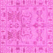 Square Machine Washable Oriental Pink Traditional Rug, wshabs1736pnk